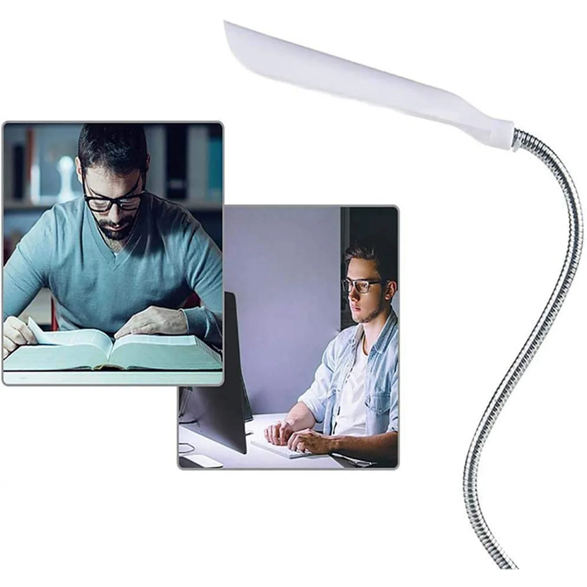 ABMO 2X Lámpara de escritorio LED de luz Protección ocular giratoria de 360 grados Luz de lectura para niños y estudiantes Lámpara de escritorio LED para el hogar, blanco