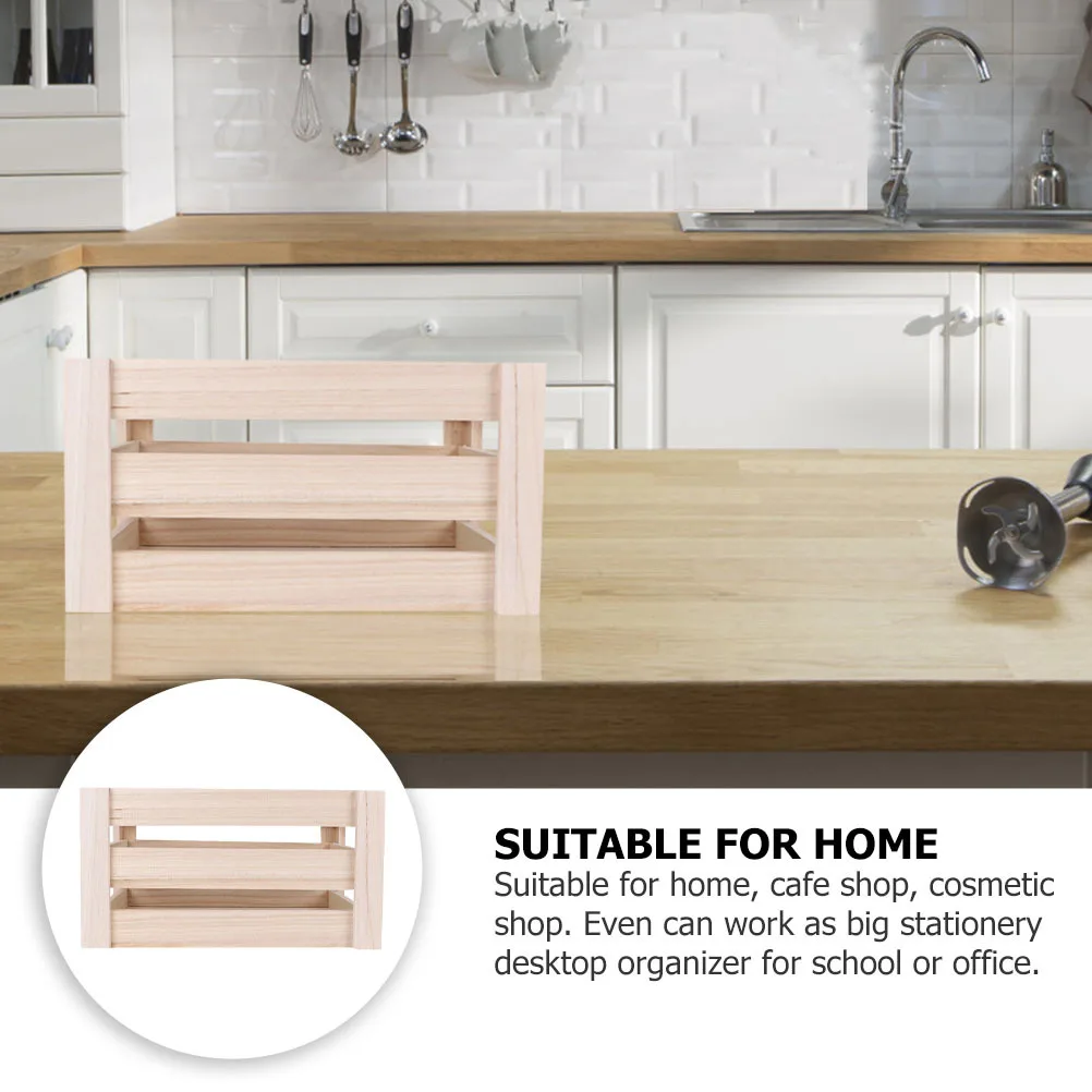Hölzerne hohle Aufbewahrungsbox, Korb, Desktop-Organizer, großer Briefpapierbehälter für Büro, Zuhause, Display, Aufbewahrungsbox