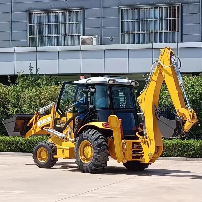 Loader And Excavator Backhoe Diesel Hydraulic Cabin A Frame Outriggers Front Loader Digger Construction Farm Equipment