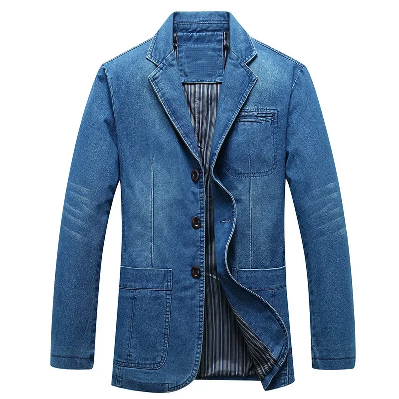 

Mens Denim Blazer Men Fashion Cotton Vintage Suit Outerwear Male Blue Coat Denim Jacket Men Slim Fit Jeans Denim Blazers Top 4Xl