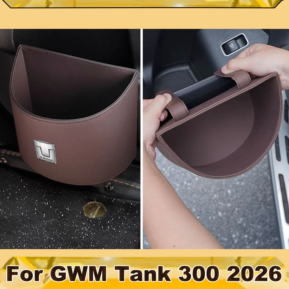 Car Trash Can For GWM Tank 300 400 500hi4t 700hi4t Nappa Leather Semi-Circular Storage Box Door & Seat Back Organizer