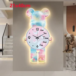 Small Wall Hanging Clock Living Room Bedroom Children's Room Cartoon Decorative Clock Simple Creative Wall Light40x21cm