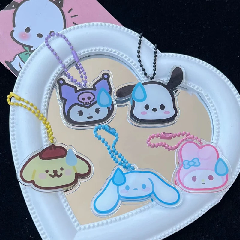 

Keychain Cinnamoroll Sanrio Pendant Melody Kuromi Anime Figure Double Sided Transparent Acrylic Toys Gifts Kawaii Doll Decorate