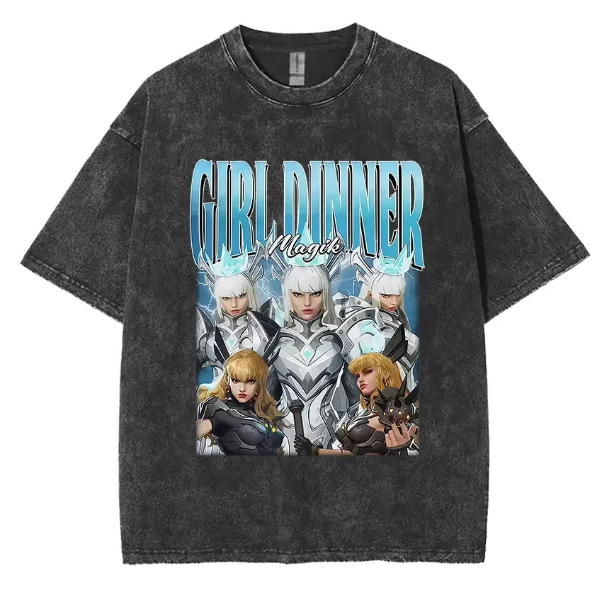 Funny Girl Dinner Caleb Graphic Tee Shirt Love and Deepspace Novelty Cotton T Shirts Fashion High Quality Vintage Washed T-Shirt