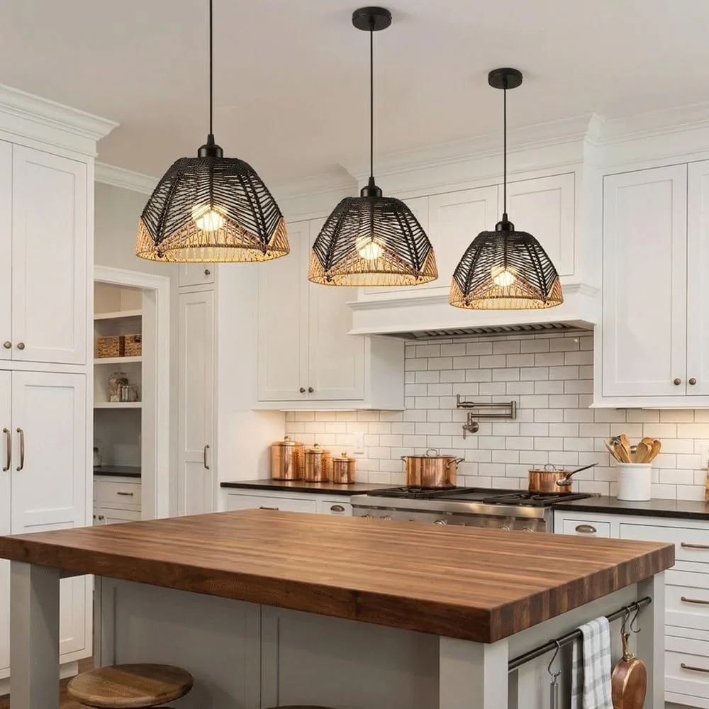 

JOYINLED Boho Pendant Light Dining Table E27 Hanging Lamp Vintage Ceiling Pendant Lamp Shade for Bedroom Living Room Kitchen