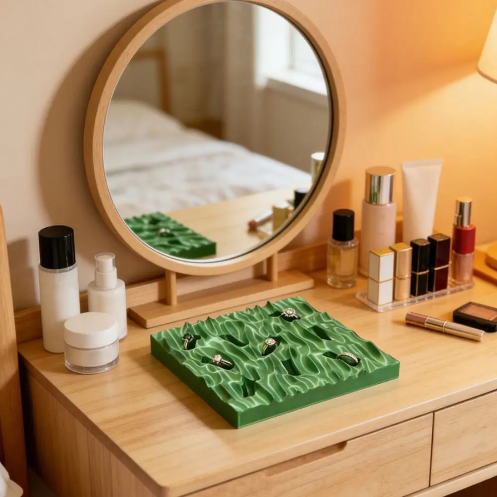 

Minimalist Sea Wave Ring Display Plates INS Creative 3D Printing Rings Holder Elegant Decorative Jewelry Storage Tray Room Decor