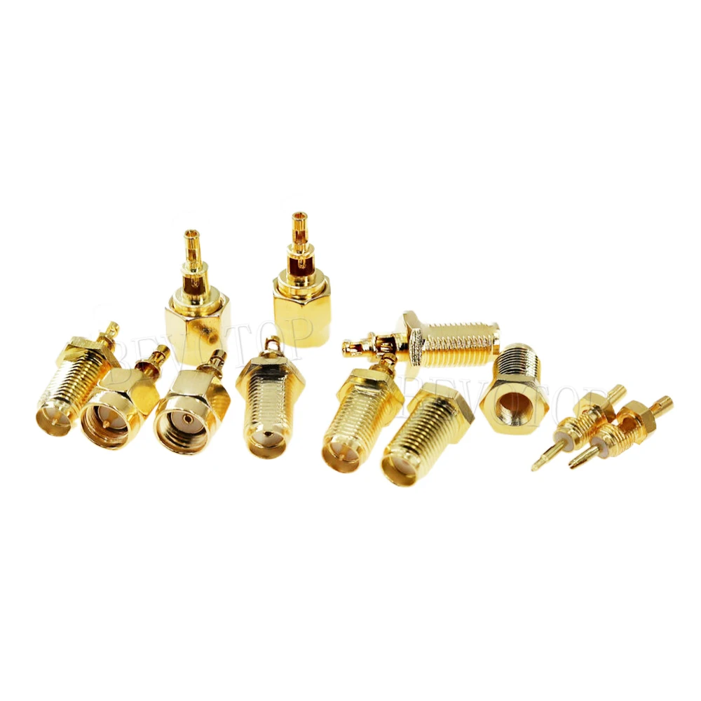 10Pcs/Lot SMA Male/Female Or RP-SMA Female Bulkhead Solder for RF0.81/RF1.13 Cable Straight RF Connector Gold Plated 50 Ohm