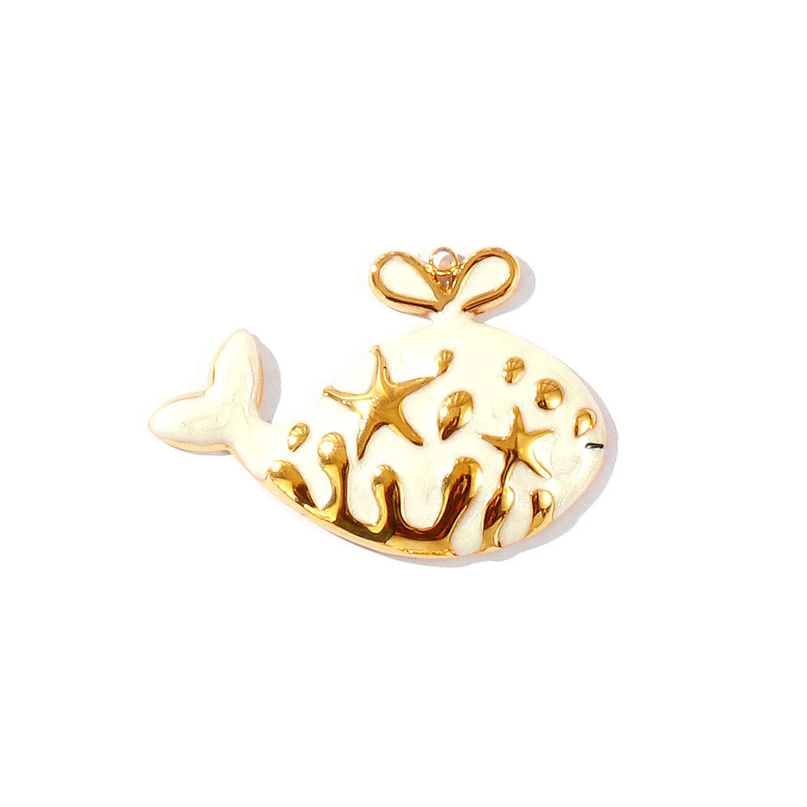 1 Stück Edelstahl-Anhänger 18K Vergoldet Muschel Seestern Wal Tier Mehrfarbiger Emaille Perlmutt-Anhänger DIY Halskette Schmuck – Detail 1