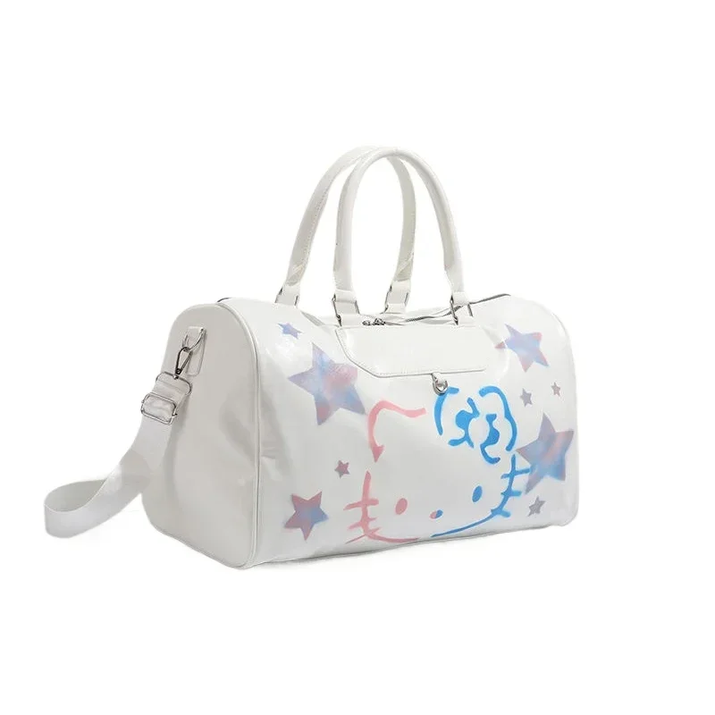 

PU Leather Large Capacity Hello Kitty Travel Bag for Women Girl Student Carry on Luggage Bag Designer Luxury Fashion