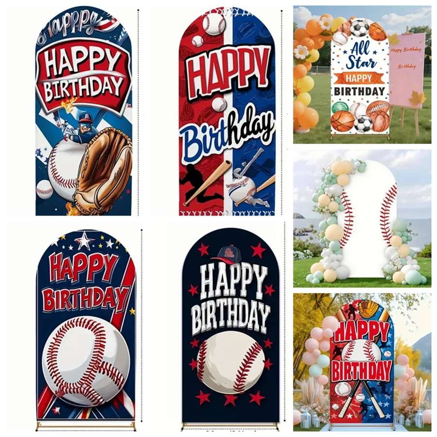 

Baseball Theme Boy Happy Birthday Background Banner Sports Style Gloves Bat Kids Party Baby Shower Decoration Photography Props