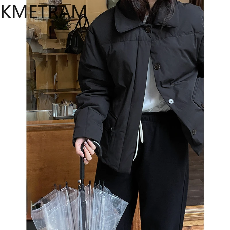 KMETRAM Winter White Duck Down Coats New in Outwears Korean-style Utility Puffer Jacket Clothes Women 2024 Пуховик Женский