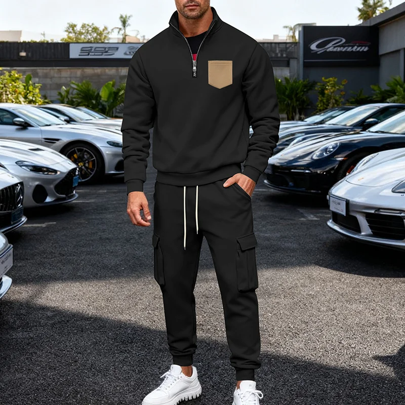 

2025 г. Мужские повседневные флисовые комплекты рабочих брюк на молнии, с несколькими карманами на верху и комплектом теплых брюк из двух частей.