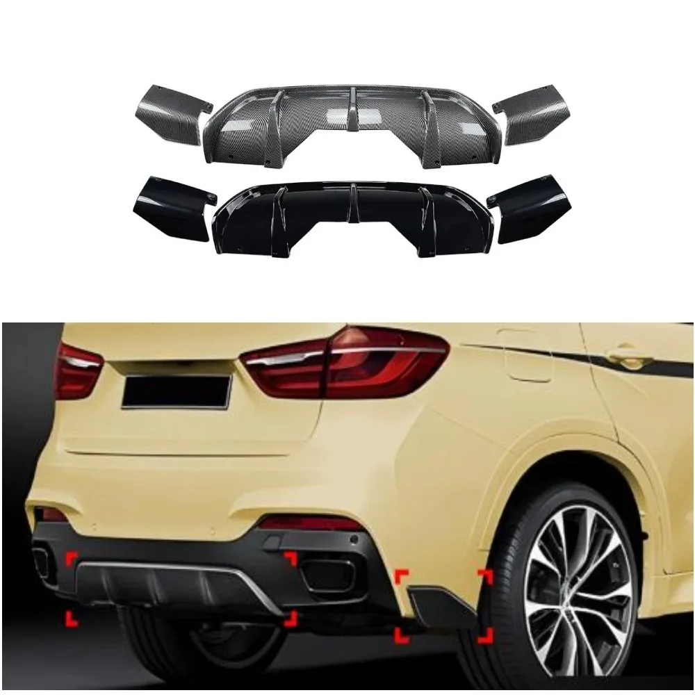 

For BMW X6 F16 M Sport 2015-2019 Rear Bumper Lip Spoiler Aggressive Style Body Kit Durable Direct Fit Gloss Black ABS Material