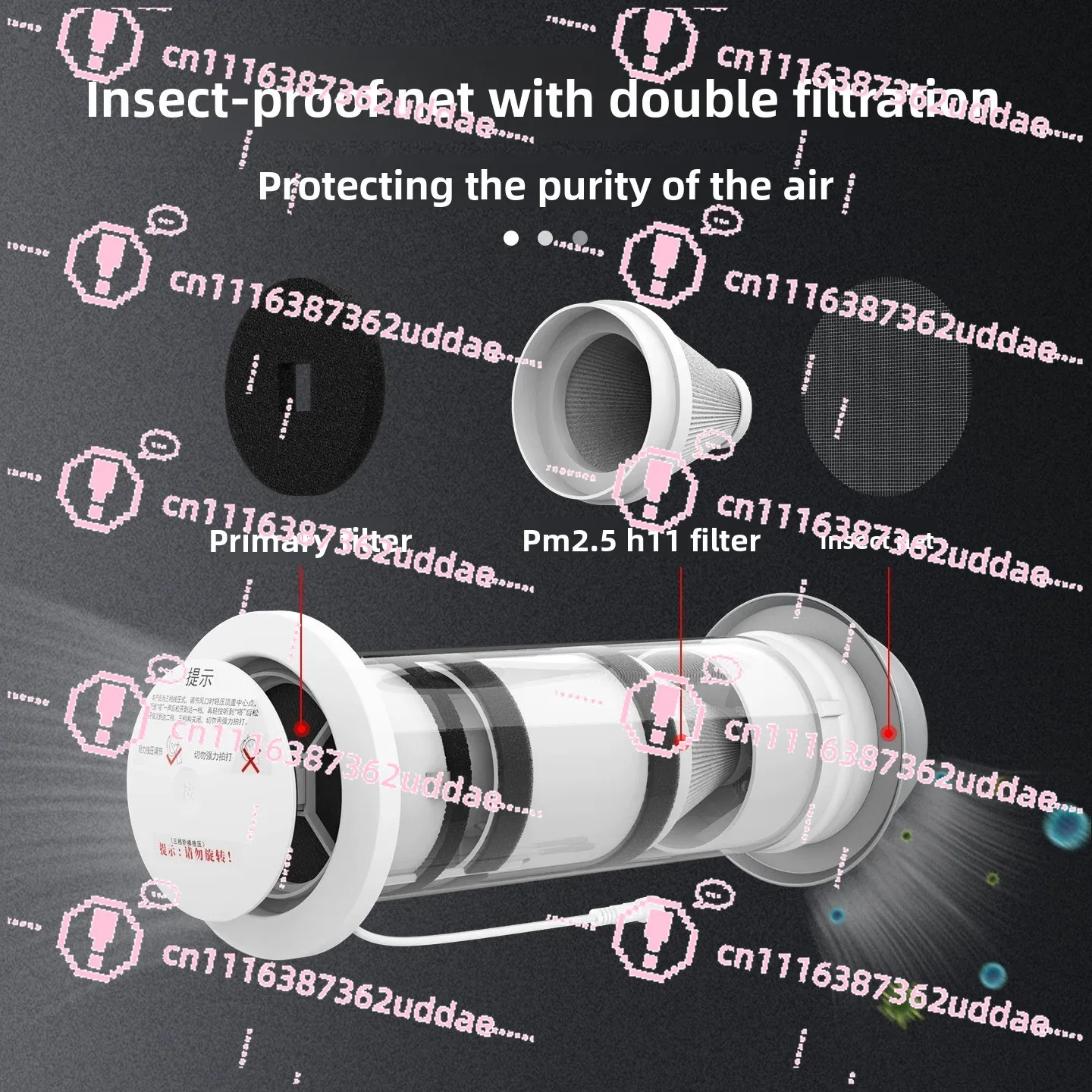 Through The Wall Household Fresh Air System Air Purification Ventilator PM2.5 Activated Carbon Filter WiFi Switch