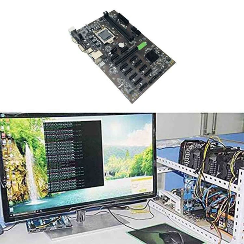 BTC B250 Mining Motherboard With VER010X PCIE Riser 12Xgraphics Card Slot LGA 1151 DDR4 USB3.0 For BTC Miner Mining