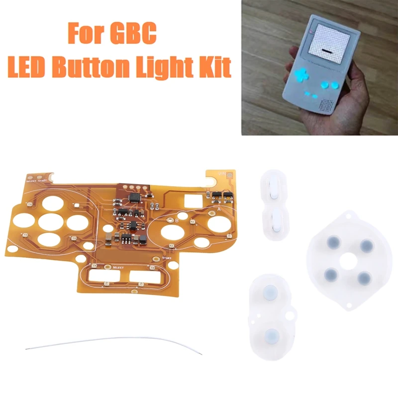 For GBC LED Button Light Kit for GameBoy Color LED Light Ribbon Board DIY Button Light Color Modify Kits