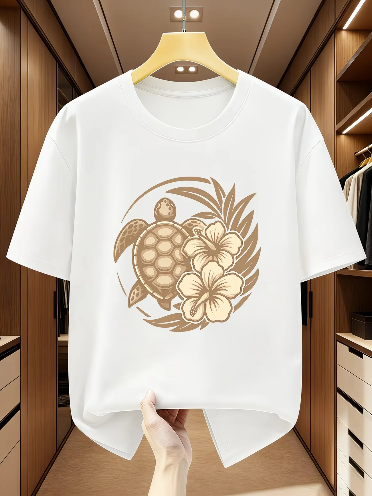 Summer Sea Turtle Hibiscus Flower Graphic T-Shirt Women Men Hawaiian Style Short Sleeve Loose Tops Casual Beach Streetwear Tee