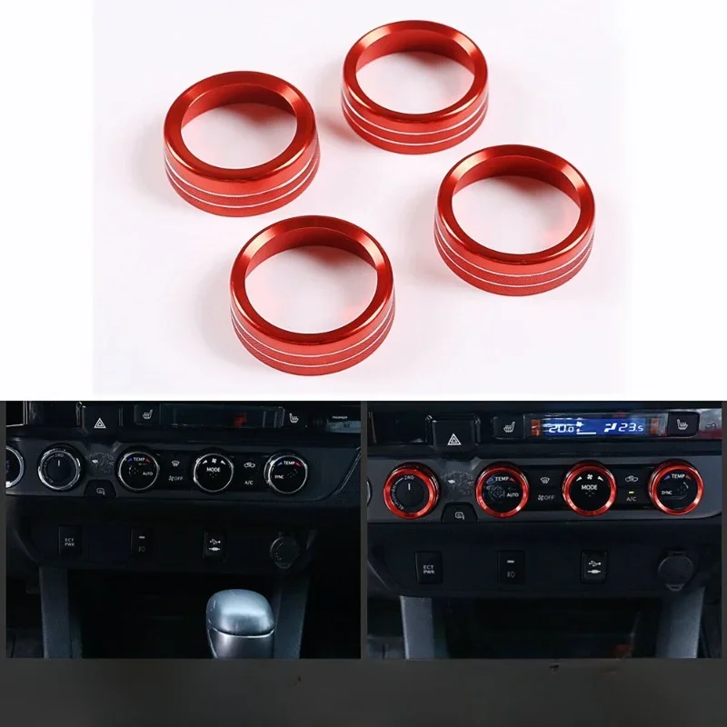 

Car Air Conditioner Switch CD Button Knob Cover for Toyota Tacoma 2016-2022 Decor Trim Ring Sticker