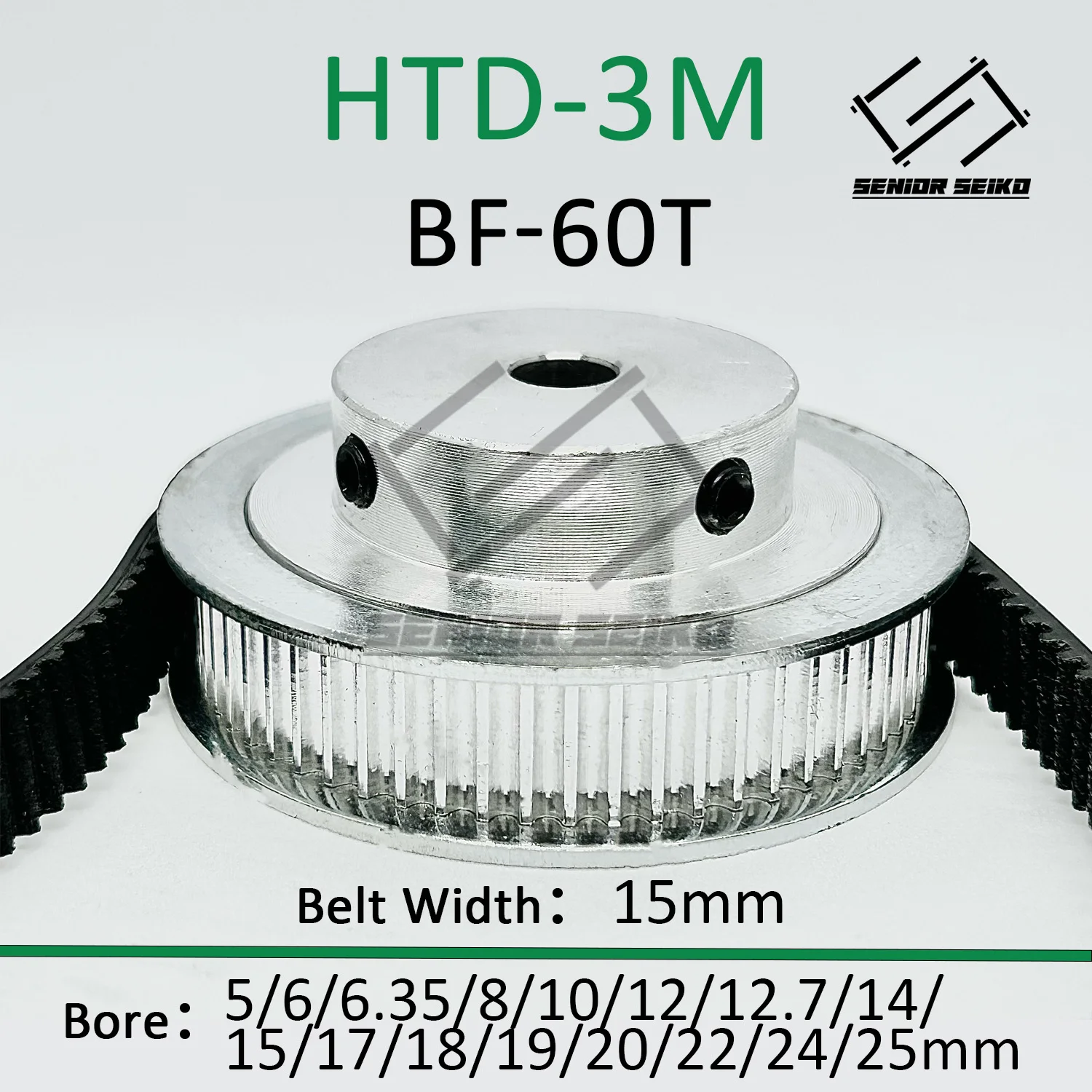 HTD3M 60Teeth 15T 15Teeth 60T Timing Pulley Belt Set Belt Width 15mm Bore 4~25mm Reduction 4:1 3M Pulley Kit Synchronous Wheel