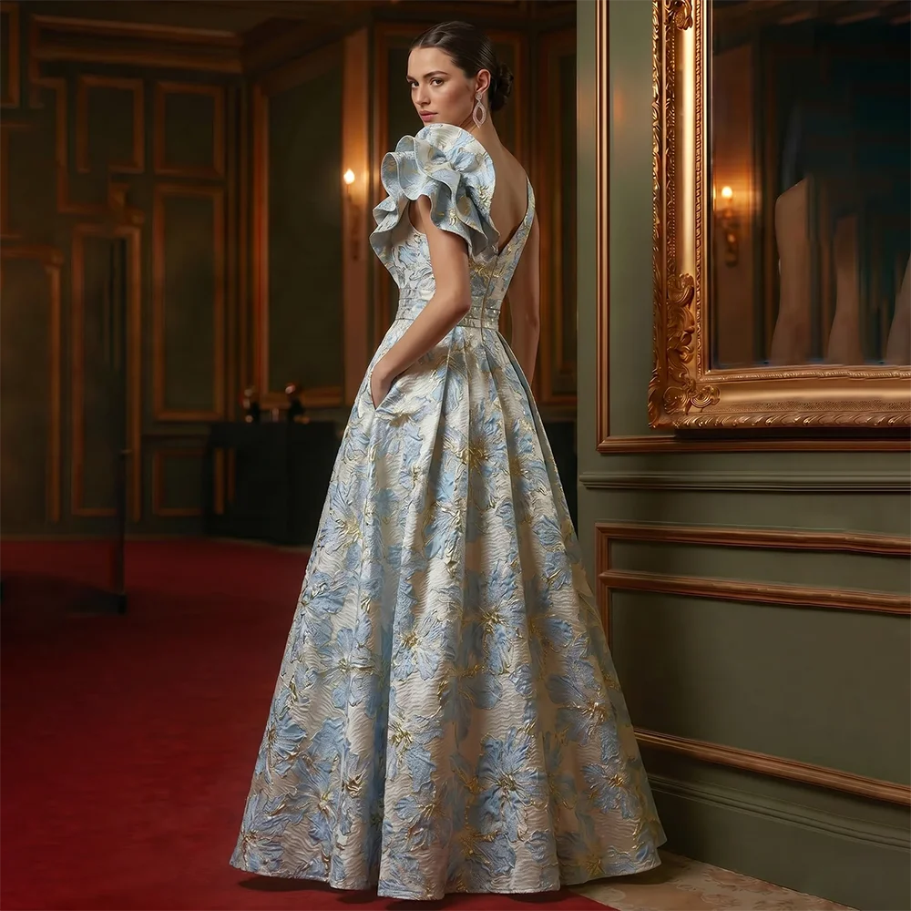 Exquisite Mother of The Bride Dresses V-Neck Ruffle Pleated Ball Gown Floor Length Formal Evening Gowns for Women Customized