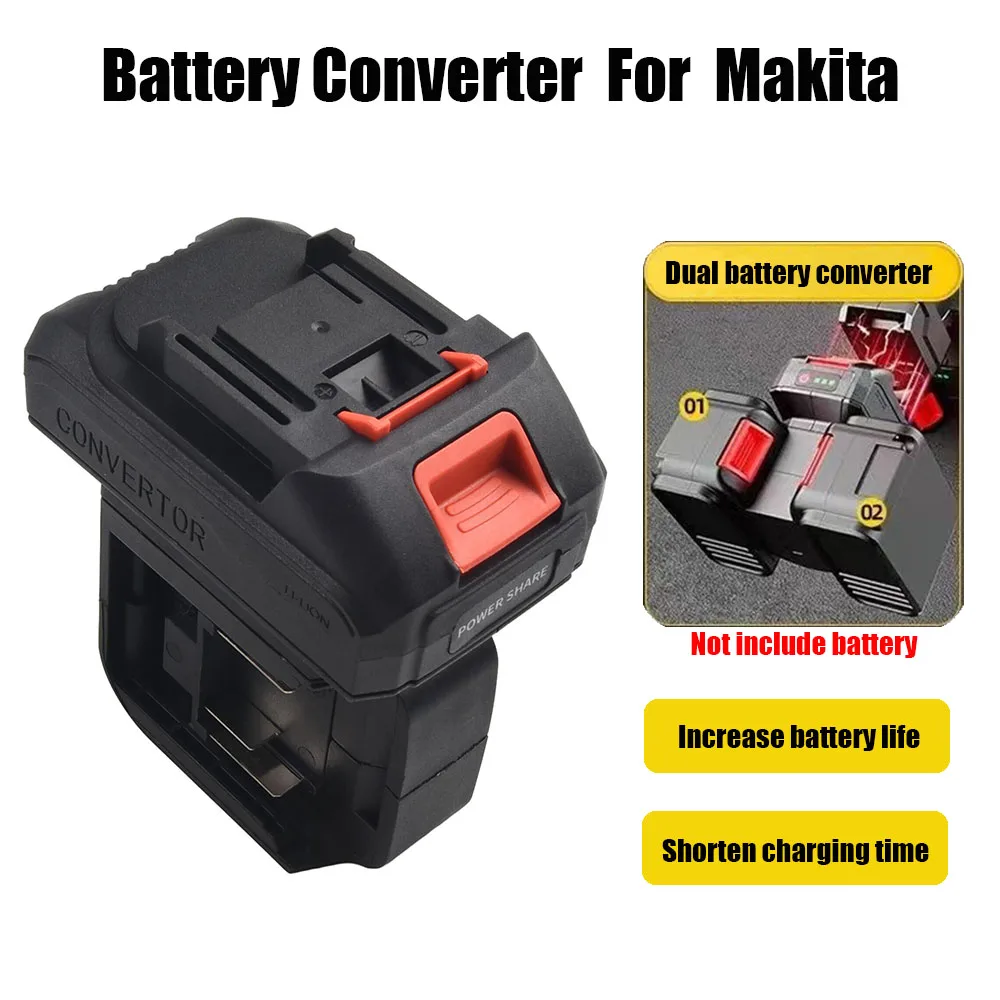 for Makita Battery Converter 2 in 1 Power Tool Battery Adapter Can Install 2 Batteries Suitable For Impact Drills & Wrenches