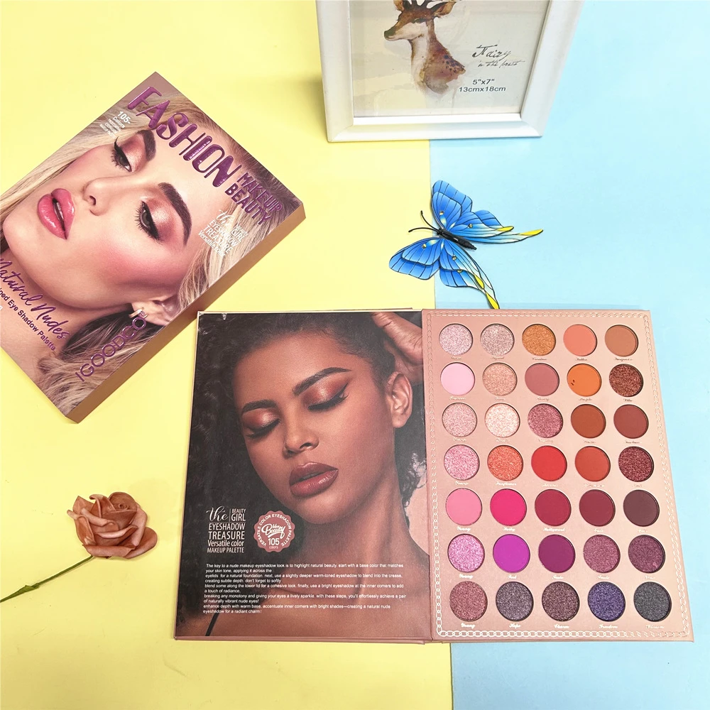 105 Colors Fashion Beauty Magazine Design Big Matte Eyeshadow Palette Book Highlight Blush Concealer Pigment Professional Makeup