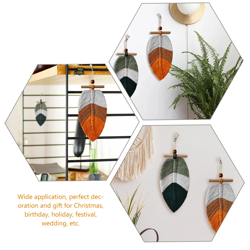 

2 Pcs Woven Leaf Hanging Ornament Decor Decorations for Bedroom Macrame Fabric Wall Tapestry Home Bohemian Nursery