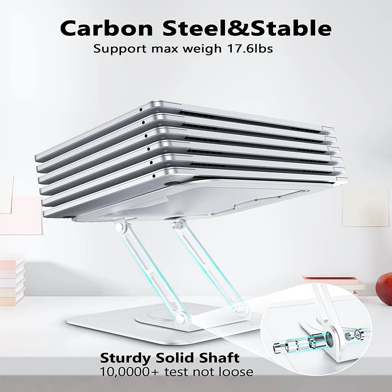 Stand Laptop lipat, dudukan Laptop lipat dengan dasar berputar 360 logam ergonomis dapat disesuaikan untuk Air/Pro dan lebih 10-15.6 inci Laptop