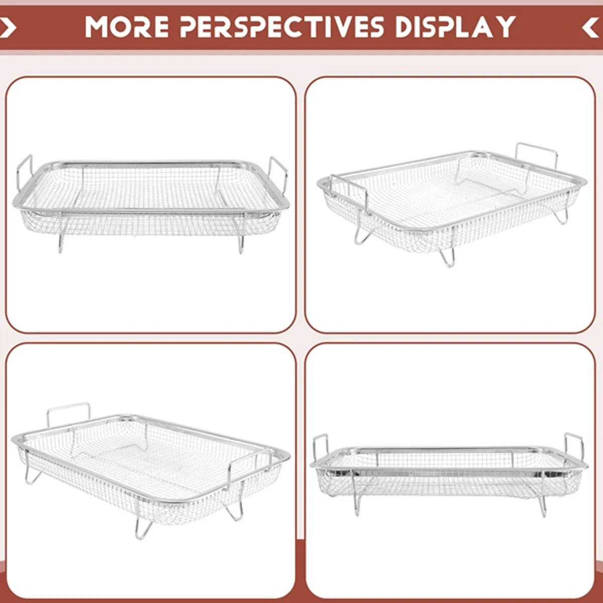 1 szt. Beztłuszczowa frytownica kosz na piekarnik, Grill ze stali nierdzewnej kosz, nieprzywierający kosz z siatki, beztłuszczowa frytownica taca