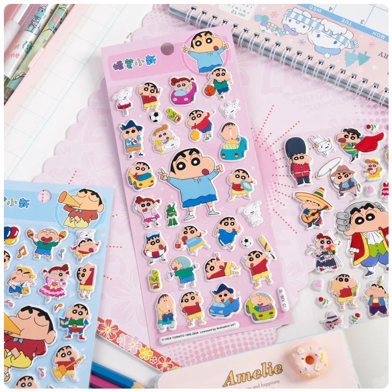 Crayon Shin chan Cartoon 3D Bubble Stickers DIY Decorative Stickers Phone Cases Stationery Decorative Stickers Gifts