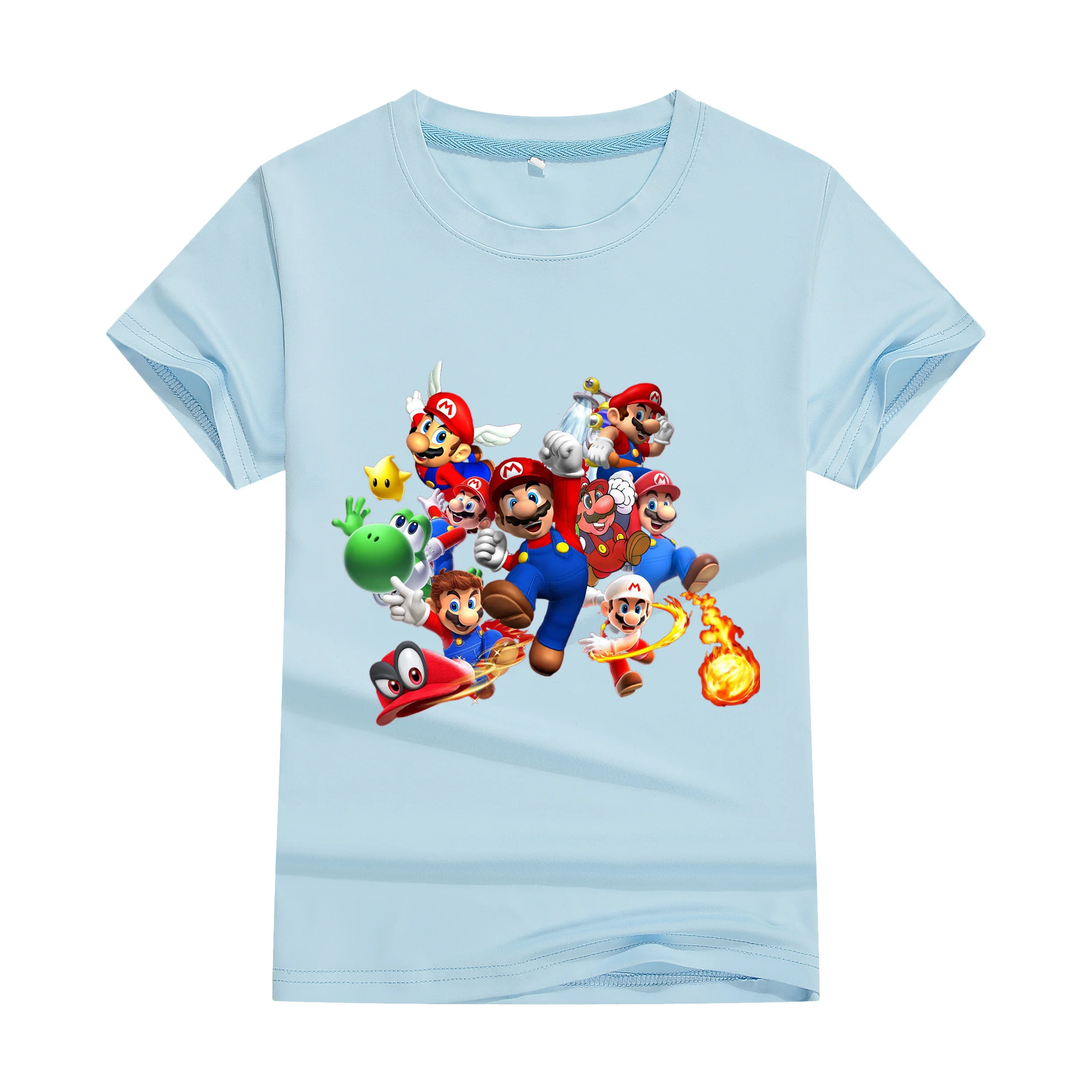 تي شيرت للأطفال ماريو 2025 ملابس علوية صيفية للرجال Y2k برقبة دائرية ملابس الشارع ملابس لويس أنيمي مغامرة قطن كلاسيكي #6