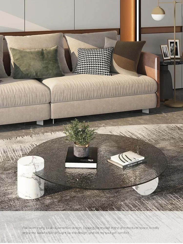 

Italian Minimalist Marble Round Tea Table Minimalist Living Room Furniture Light Luxury Tea