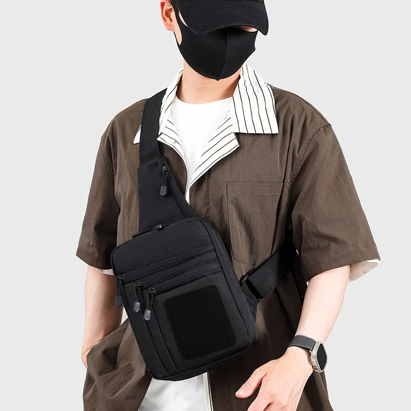 Taktische Umhängetasche für Herren – Leichte Brusttasche zum Wandern & Camping, mit sicheren Reißverschluss-Aufbewahrungstaschen – Detail 15