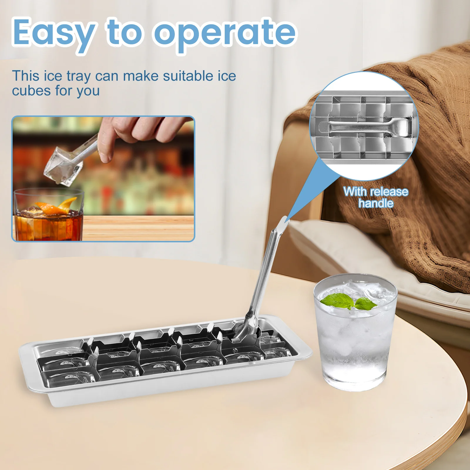 Stainless Steel Ice Cube Mold Square 18 Slot Ice Cube Tray Mold Ice Cube Maker Durable Bar Pub Wine Ice Blocks Maker Bar Tools