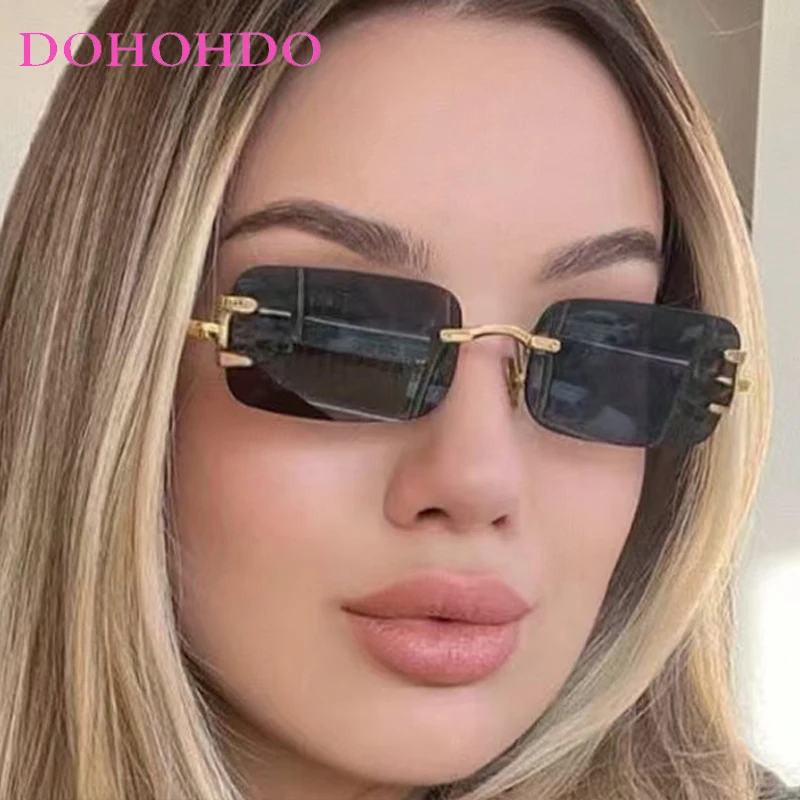 

Luxury Trendy Design Rimless Metal Leg Women Sunglasses Punk Men Sun Glasses Outdoor Driving Travel Fashion Eyewear UV400 Lentes
