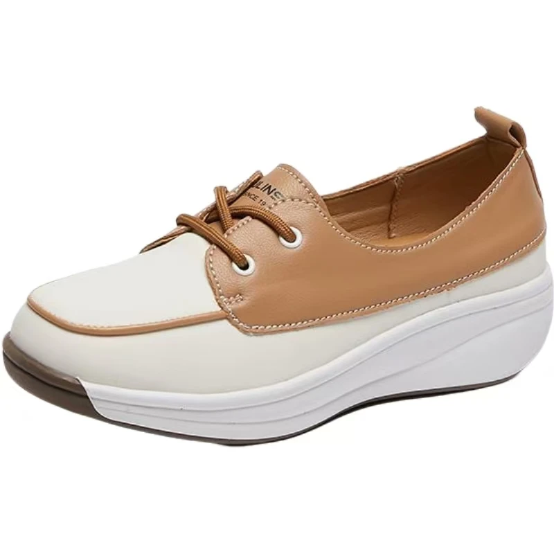 

Women's Spring Autumn New Thick Sole Casual Shoes Round Toe Shallow Slip On Non Slip Lightweight Waterproof Wedges Casual Shoes