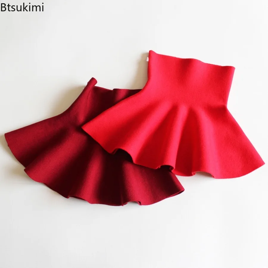 2026 Winter Infant Baby Girl's Tutu Skirt Children Fashion Mini Pleated Knitted Skirts Toddler Kids Clothes Autumn 2-10 Years