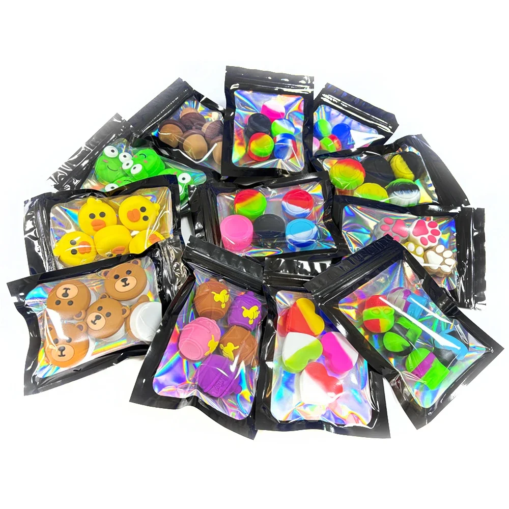 5pcs Nonstick Silicone Jar Silicone Container Face Cream Makeup Oil Storage Box Various Capacity Case Slicks Smoking Accessoris