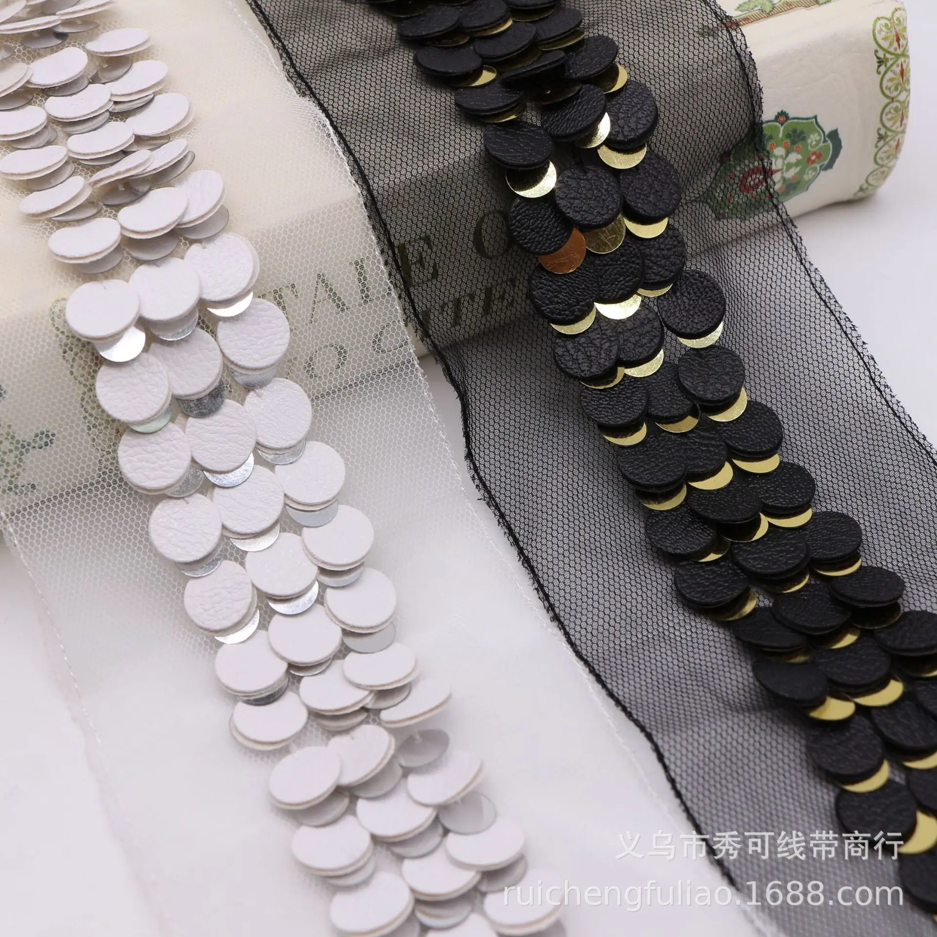 

Mesh Vintage Handmade Beaded Leather Sequin Lace Trim Clothing Accessories DIY Hair Accessories Handbag Decoration