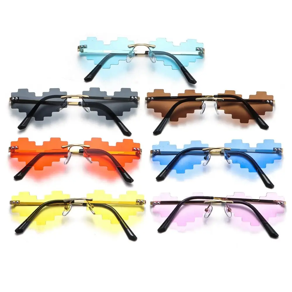 Funny Festival Party Men & Women Heart Glasses Pixelated Mosaic Glasses Gamer Robot Sunglasses Shades