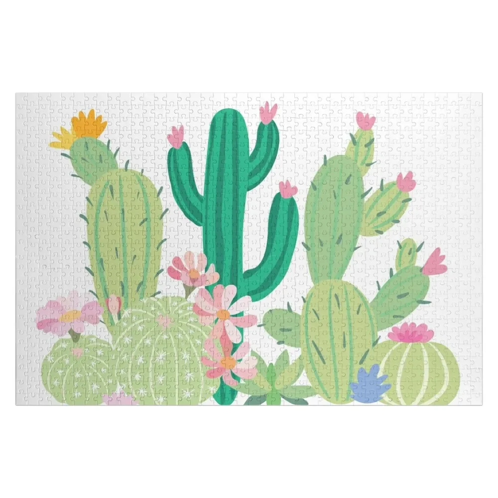 

summer cool pastel cactus collection 7 Jigsaw Puzzle Custom Name Wood Animal Customs With Photo Puzzle