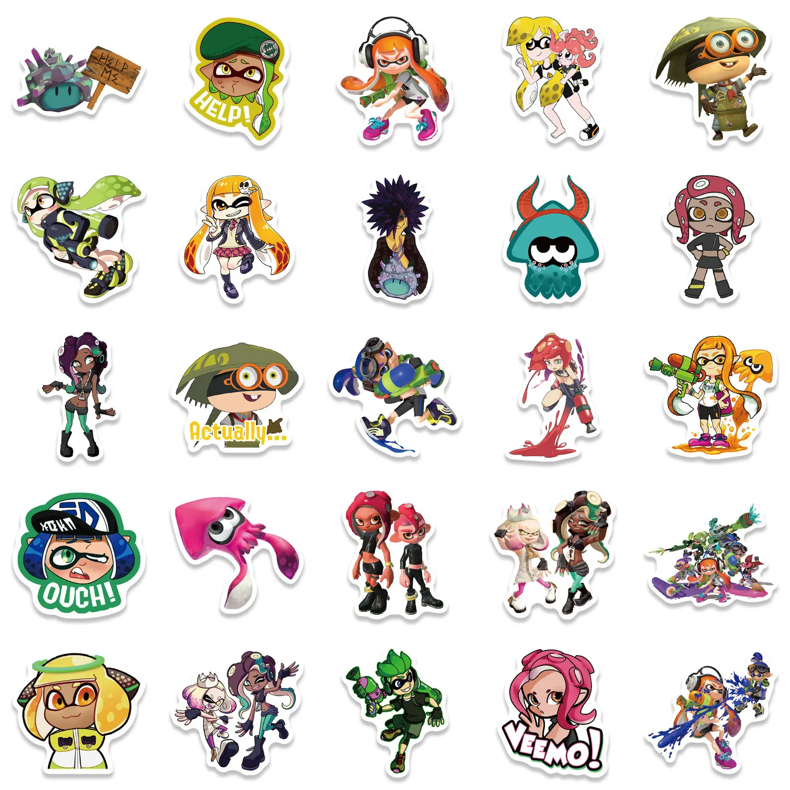 10/30/50 pçs jogo splatoon skate mala de viagem telefone portátil bagagem adesivos clássicos decoração para casa diy crianças menina brinquedos