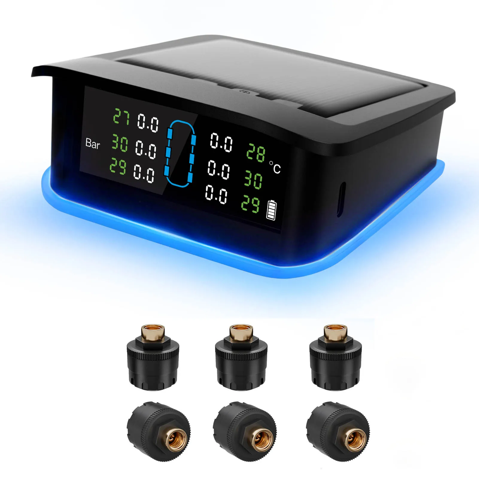 

Система контроля давления в шинах, солнечный монитор давления в шинах с 6 внешними датчиками, датчиком освещенности, отображением данных в реальном времени