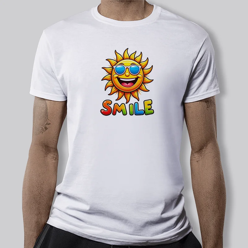 Heavy T-shirt Sunny Doodles Style Men\'s clothing Crewneck fashion loose base shirt pure cotton half sleeve summer Y2K AH