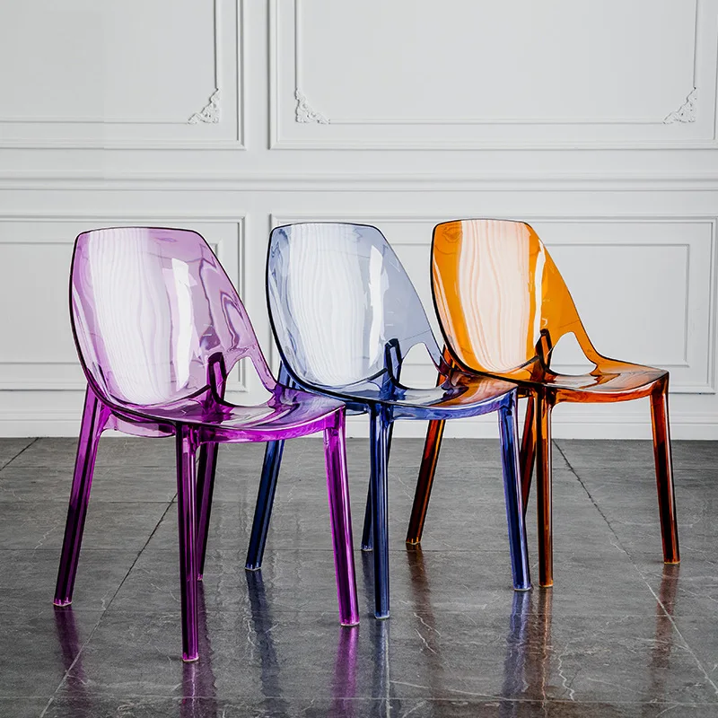 Nordique, design, transparent, chaise de salle à manger, classique, simple, en plastique, magasin de thé au lait de célébrités d'internet, chaise de loisirs