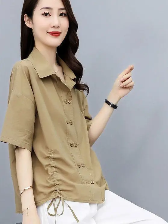 

Свободный женский летний кардиган с защитой от УФ-излучения, рукав 3/4, свободный крой, корейский стиль, на пуговицах, тонкий, из полиэстера