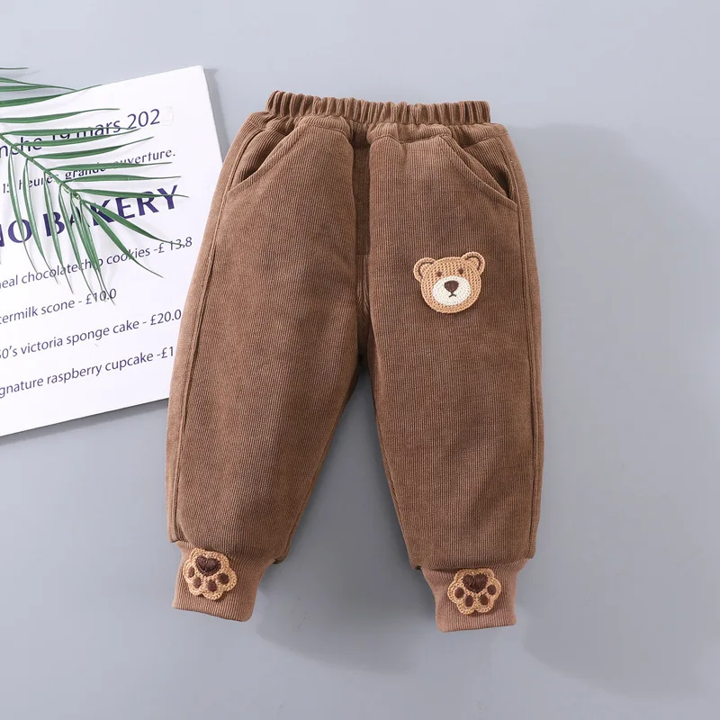 

New Winter Fashion Baby Girls Clothes Kids Trousers Children Thick Warm Pants Toddler Cartoon Casual Costume Infant Sportswear