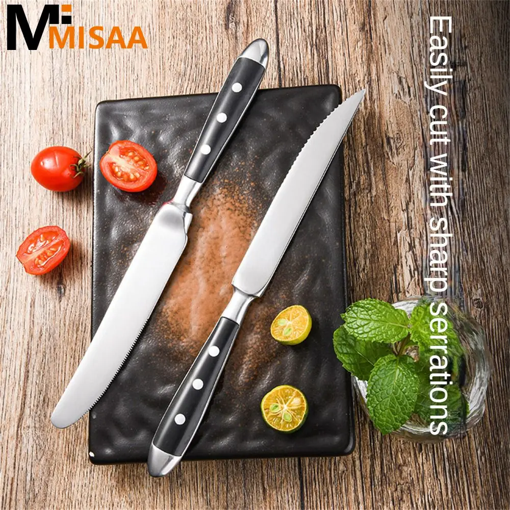 Steak Tableware Comfortable Sharp Preferred Steel Wear Resistance Durable Tableware Rounded Durable V-shaped Cutting Edge