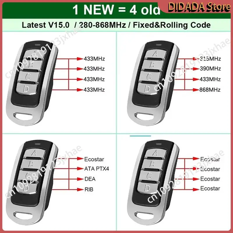 N82R Garage Remote 4 In 1 Multi Frequency 287-868Mhz Clone Gate Control Command Transmitter 434.42Mhz 868.35Mhz 433.92 3Pcs