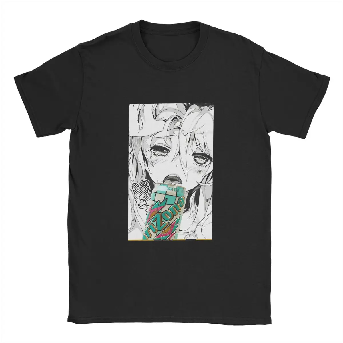 Men T-Shirts Anime Can Lewd Hentaii Vintage 100% Cotton Tee Shirt Short Sleeve T Shirts Crewneck Tops Printed